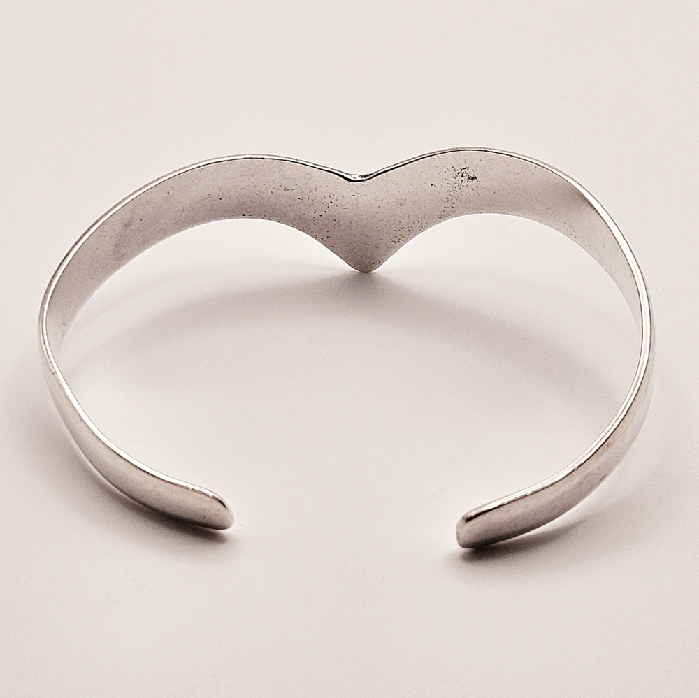 Sterling Silver Native V-Shaped Cuff Bracelet - image 6